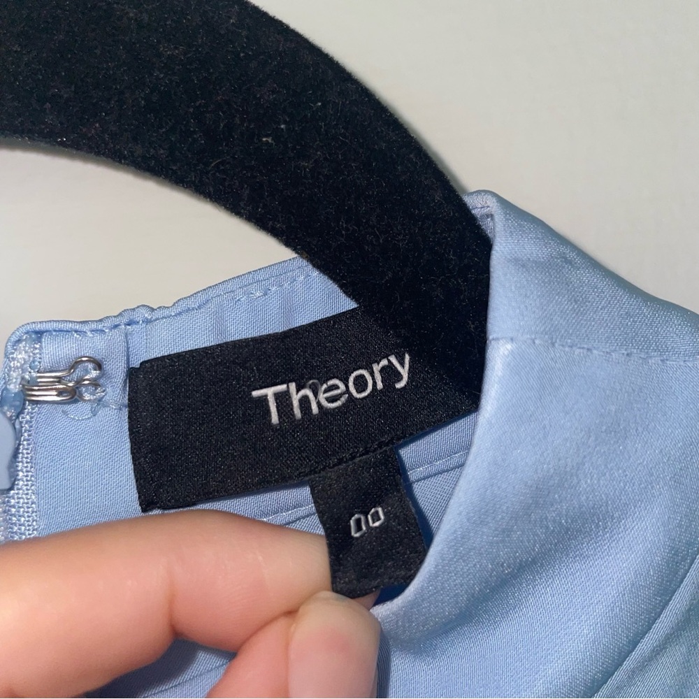 Theory Light Blue Sleeveless Midi Dress | 00 - Picture 7 of 11